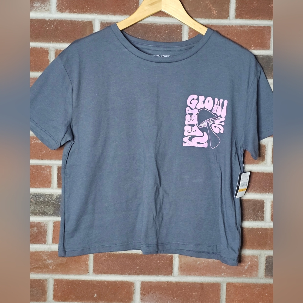Grayson Threads: "Keep Growing" Mushroom Cropped Graphic Tee - NWT!